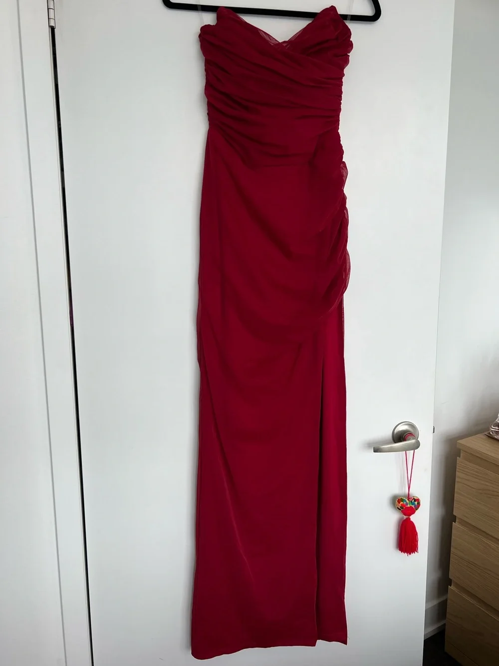 Ruched Wine Red Maxi Dress - Picture 3 of 5